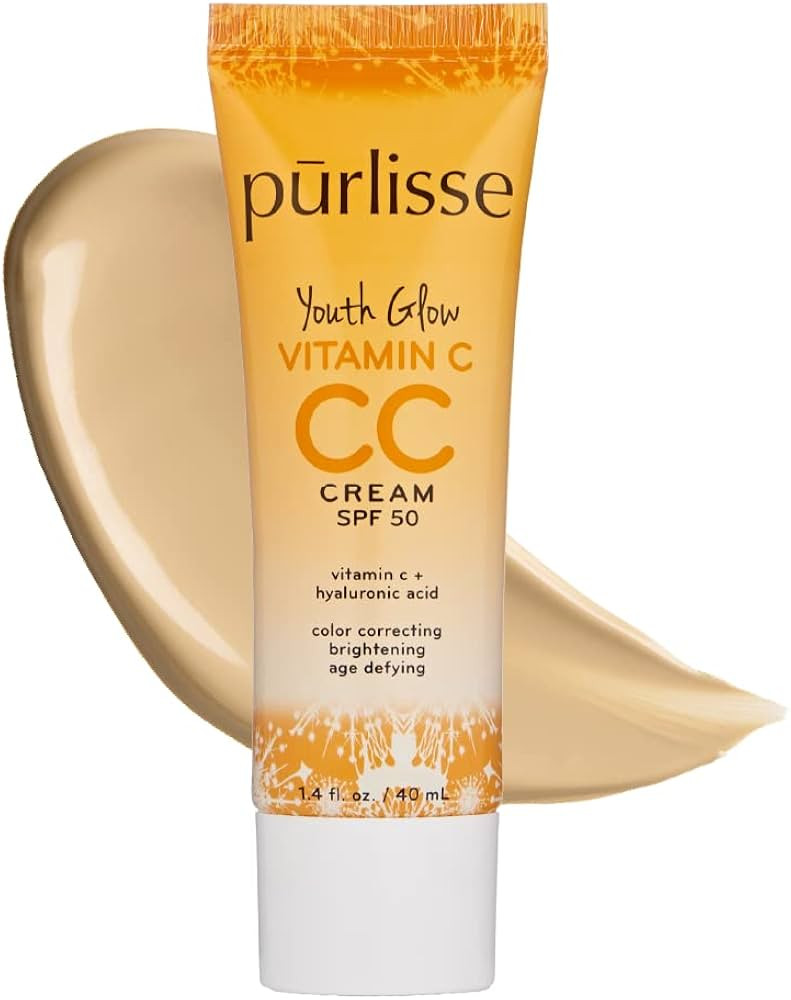 pūrlisse Youth Glow Vitamin C CC Cream SPF 50: Cruelty-Free & Clean, Paraben & Sulfate-Free, Ful... | Amazon (US)