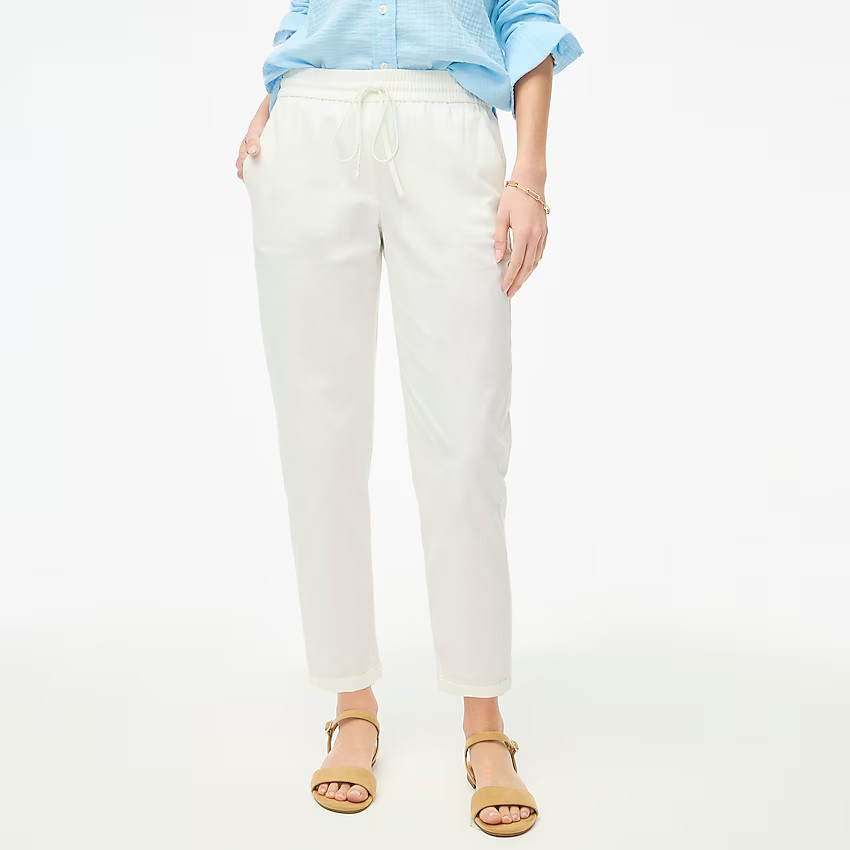 Petite linen-cotton drawstring pant | J.Crew Factory