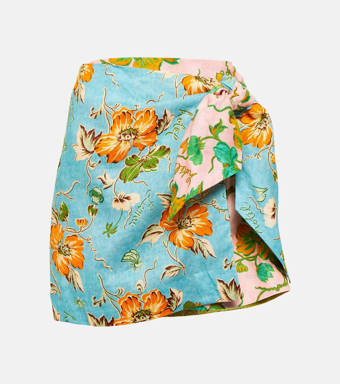 Mana floral patchwork linen wrap skirt | Mytheresa (INTL)