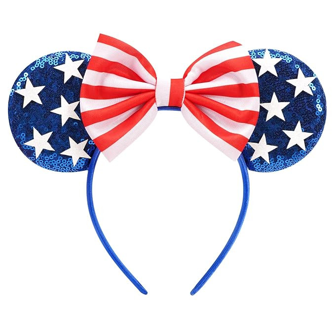 Ardorchid USA Flag Headbands Red White and Blue Mouse Ears Sequin Hairbands Independence Day 4th ... | Amazon (US)