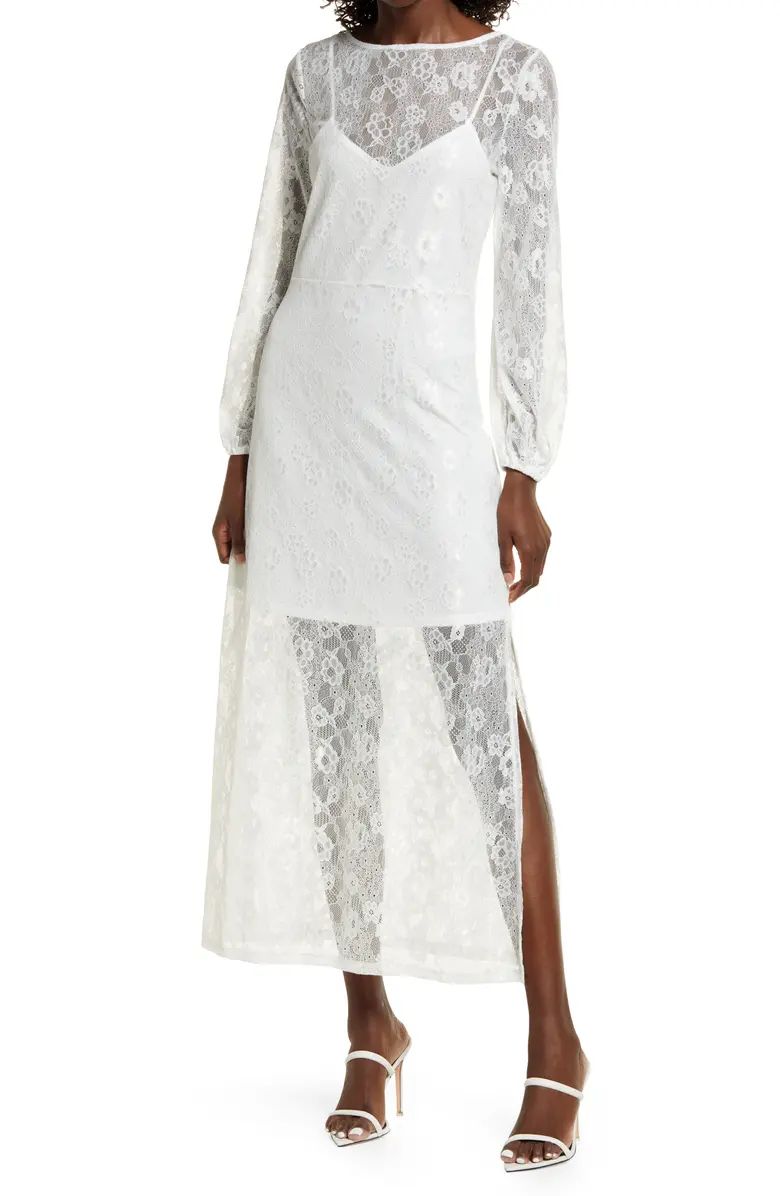 Sheer Lace Long Sleeve Maxi DressOPEN EDIT | Nordstrom