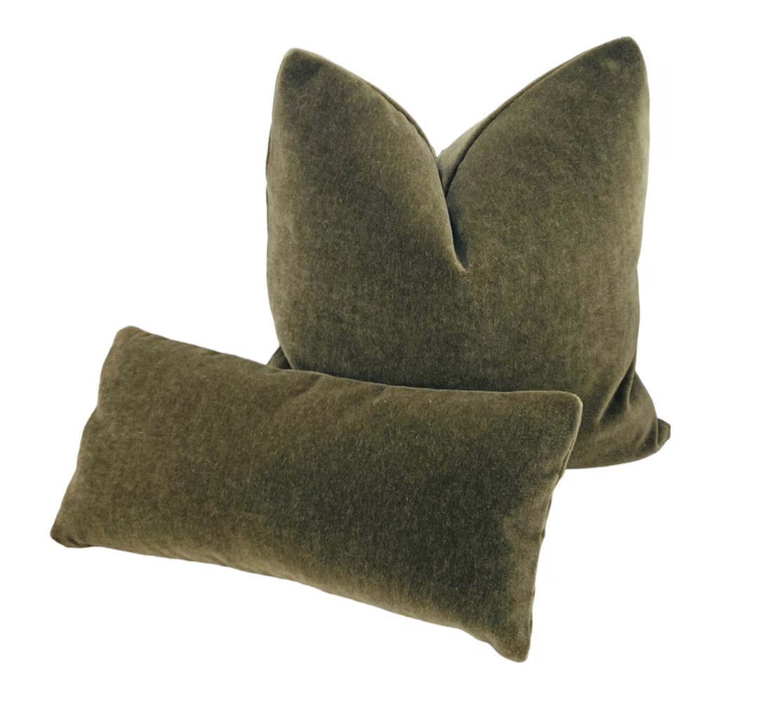 Olive Green Mohair Pillow Cover - Genuine Mohair Pillow Cover - Two Sided Green Mohair Pillow Cov... | Etsy (US)