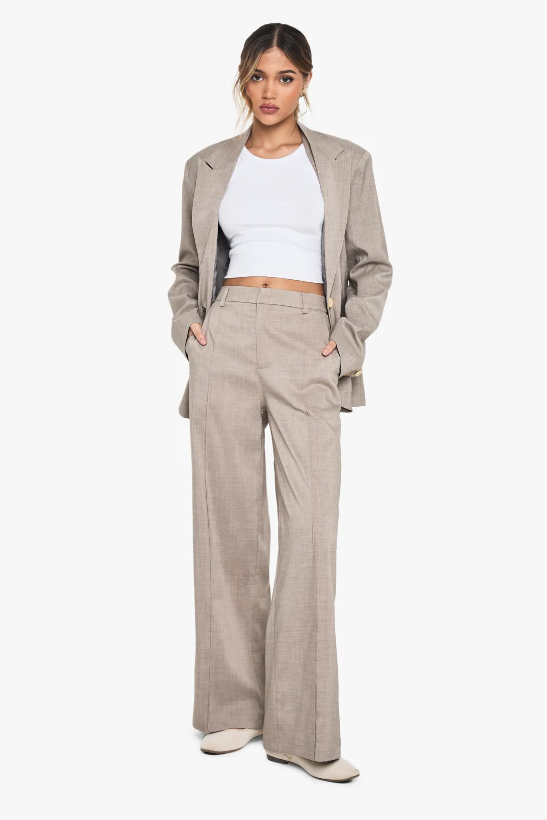 Seam Detail Wide Leg Tailored Trouser | boohoo (US & Canada)