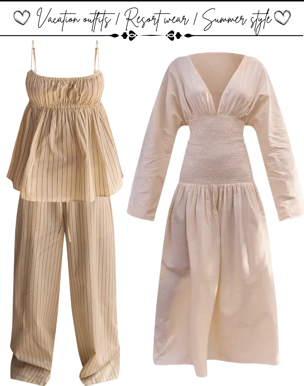 Vacation outfits I keep coming back to 🌴
Pieces that feel easy, look elevated, and actually make it into the suitcase every time. From slow mornings to sunset dinners, these are the looks that just work; light, effortless, and styled without overthinking it.

I wanted everything to feel wearable but still put together… the kind of outfits you reach for on repeat and never get tired of.

#vacationoutfits #resortwear #summeroutfits #summerstyle #travelstyle 

 #LTKMidsize #LTKPetite #LTKPlusSize