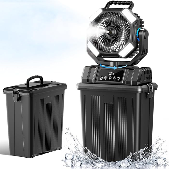 40000mAh Misting Fans for Outside, 15L Portable Outdoor Cooling Fan with Auto Oscillation, LED Li... | Amazon (US)