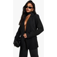 Womens Woven Tie Neck Detail Blazer - Black - 6 | boohoo (US & Canada)