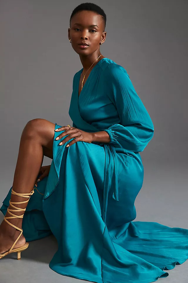 Maeve V-Neck Wrap Maxi Dress | Anthropologie (US)