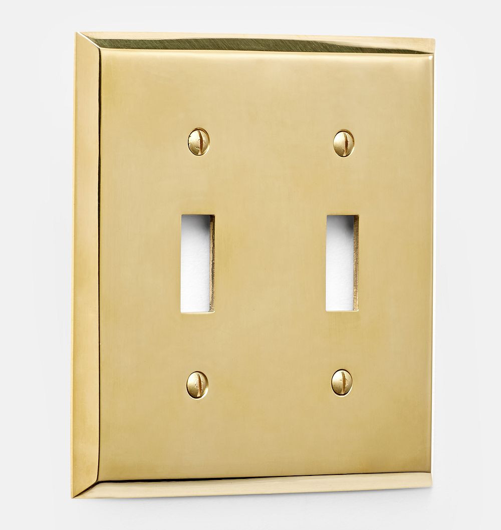 Lewis Double Toggle Switchplate, Unlacquered Brass | Rejuvenation