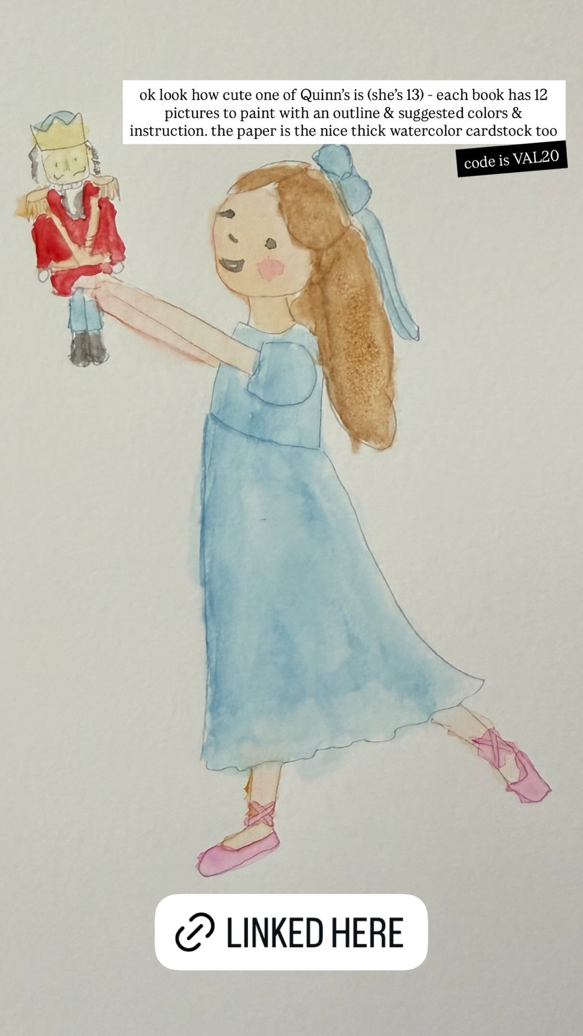 ok look how cute one of Quinn's is (she's 13) - each book has 12 pictures to paint with an outline & suggested colors & instruction. the paper is the nice thick watercolor cardstock too

#LTKKids #LTKSeasonal #LTKstorytime
