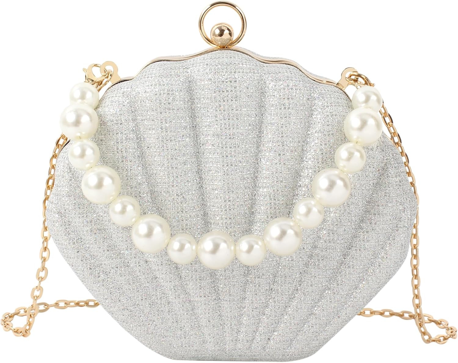 ZLM BAG US Glitter Seashell Evening Clutch Purse Pearl Chain Crossbody Bag Pu Leather Mermaid Sho... | Amazon (US)
