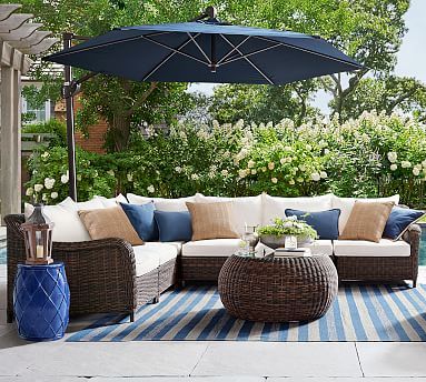 Torrey All-Weather Wicker 6-Piece Roll Arm Sectional | Pottery Barn (US)