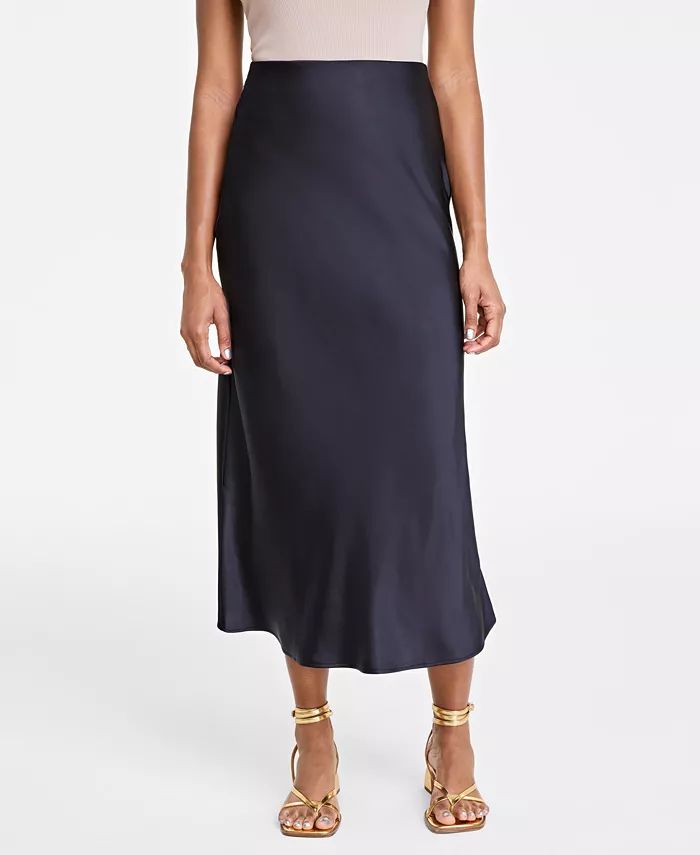 Women's Satin Midi Slip Skirt, Created for Macy's | Macy's