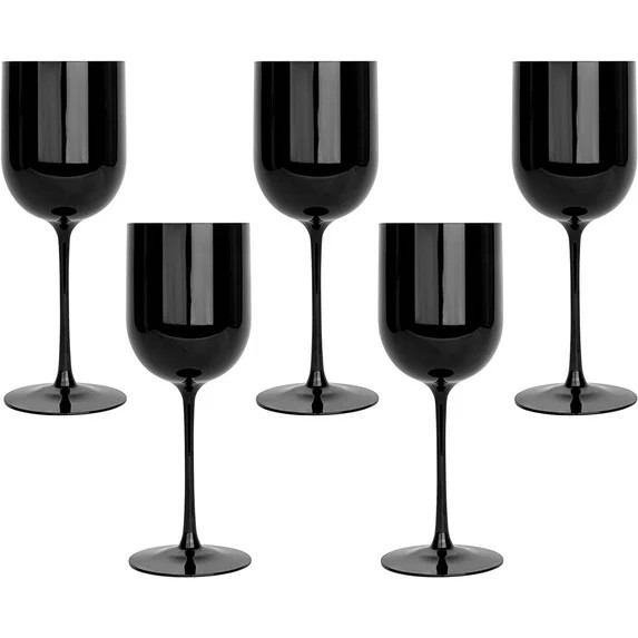 PLASTICPRO 12 Oz Plastic Wine Glasses 5-Pc Disposable Wine Glasses Drinking Set | Walmart (US)