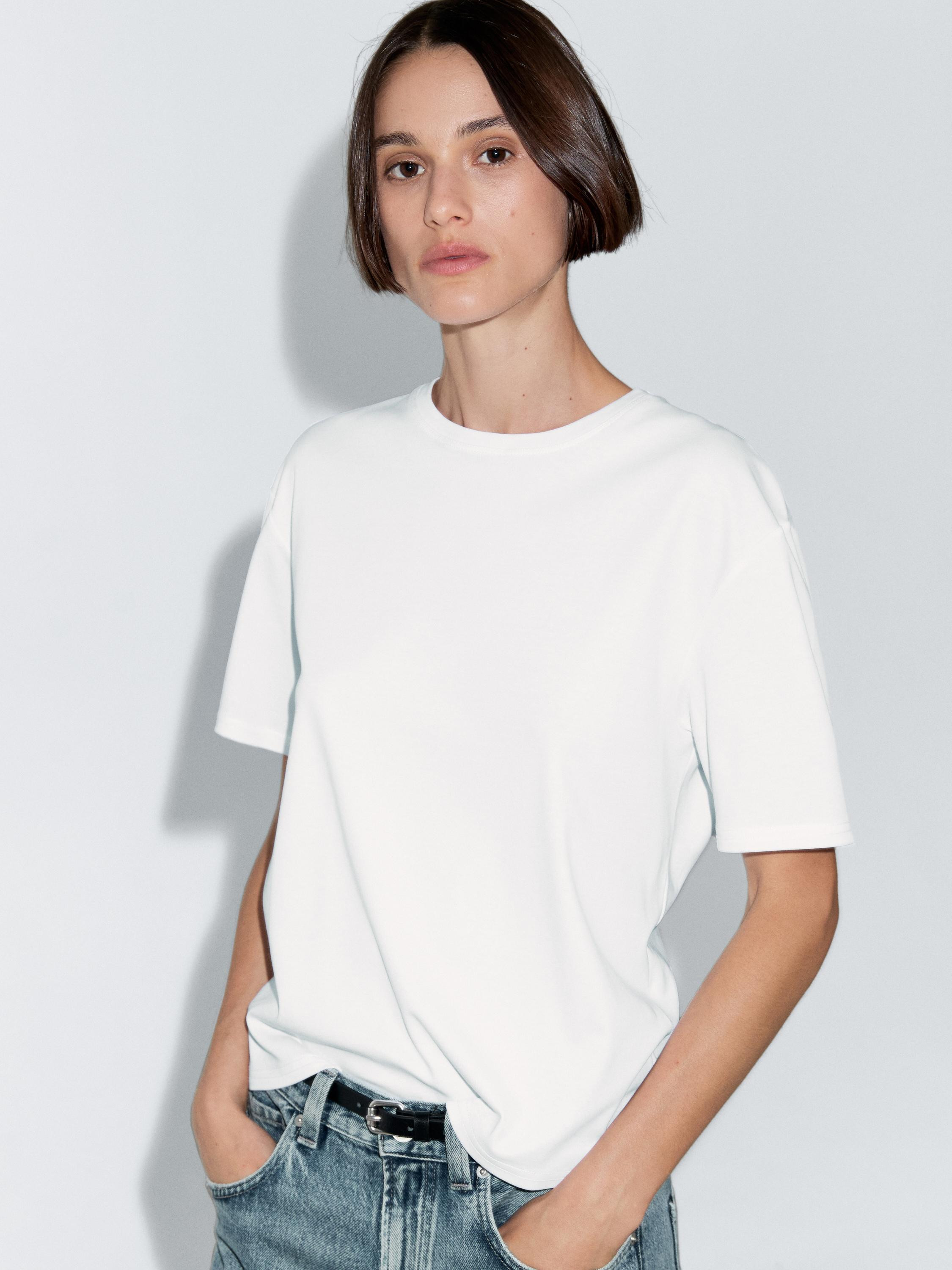 Short-sleeve T-shirt with back seam detail | Massimo Dutti UK