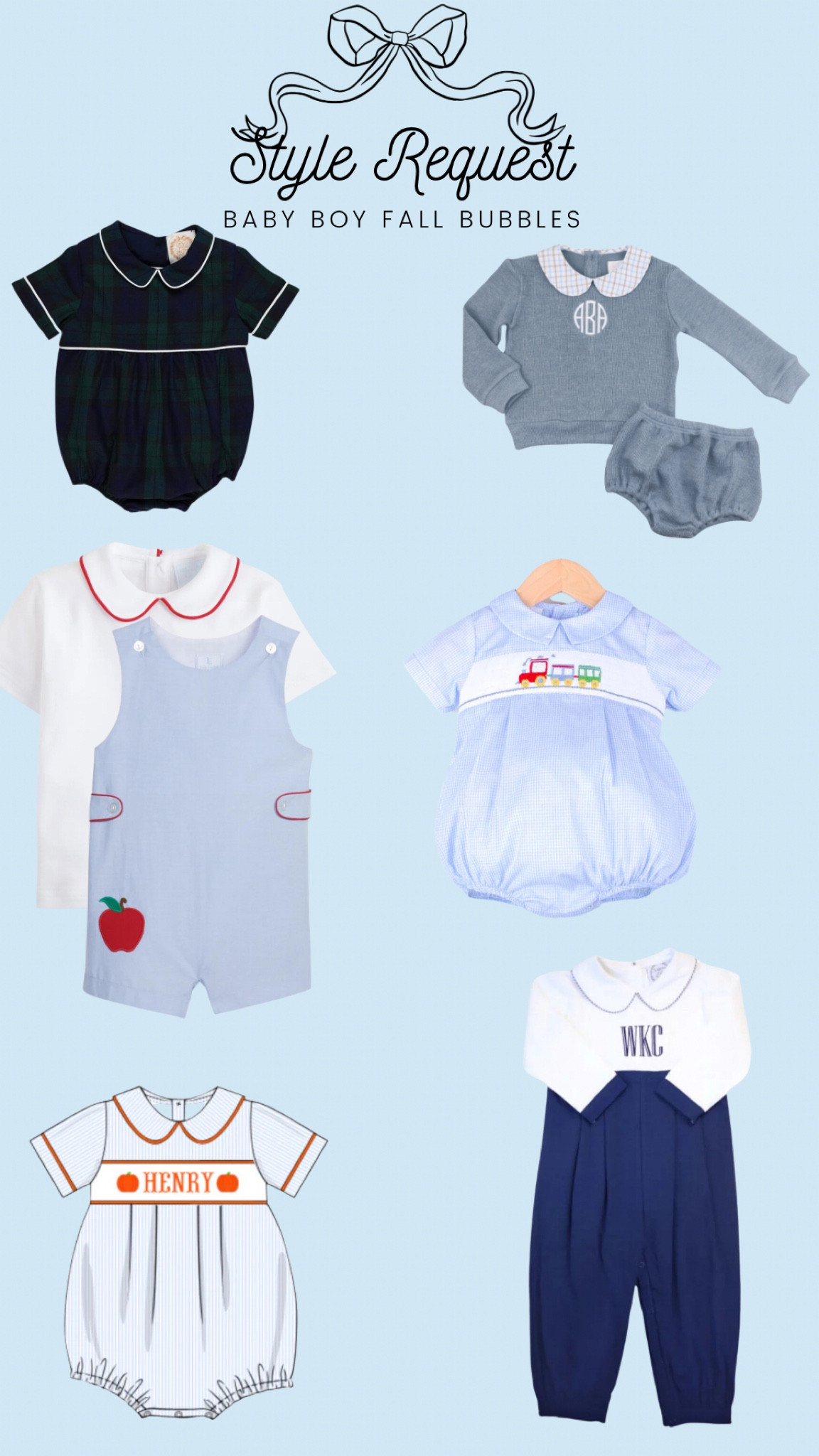 Boys fall bubbles and outfits 