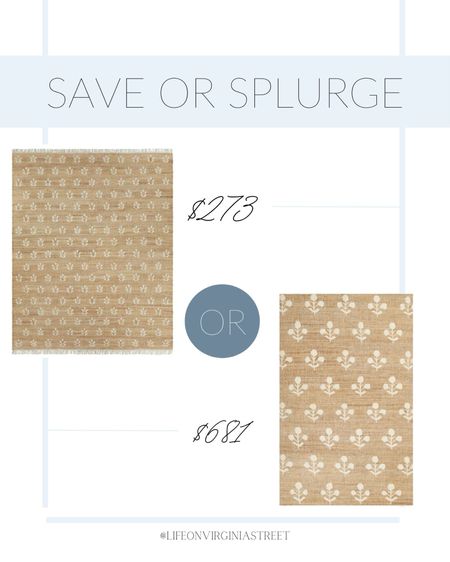 Loving both of these save and splurge block print jute rugs! We have the splurge version in our carriage house living room, but the save version is such an incredible price and has stellar reviews! They both come in multiple sizes and are perfect rugs for a living room, bedroom, entryway and more!
.
#ltkhome #ltksalealert #ltkseasonal #ltkstyletip designer look for less, coastal decor rugs

#LTKhome #LTKSeasonal #LTKsalealert