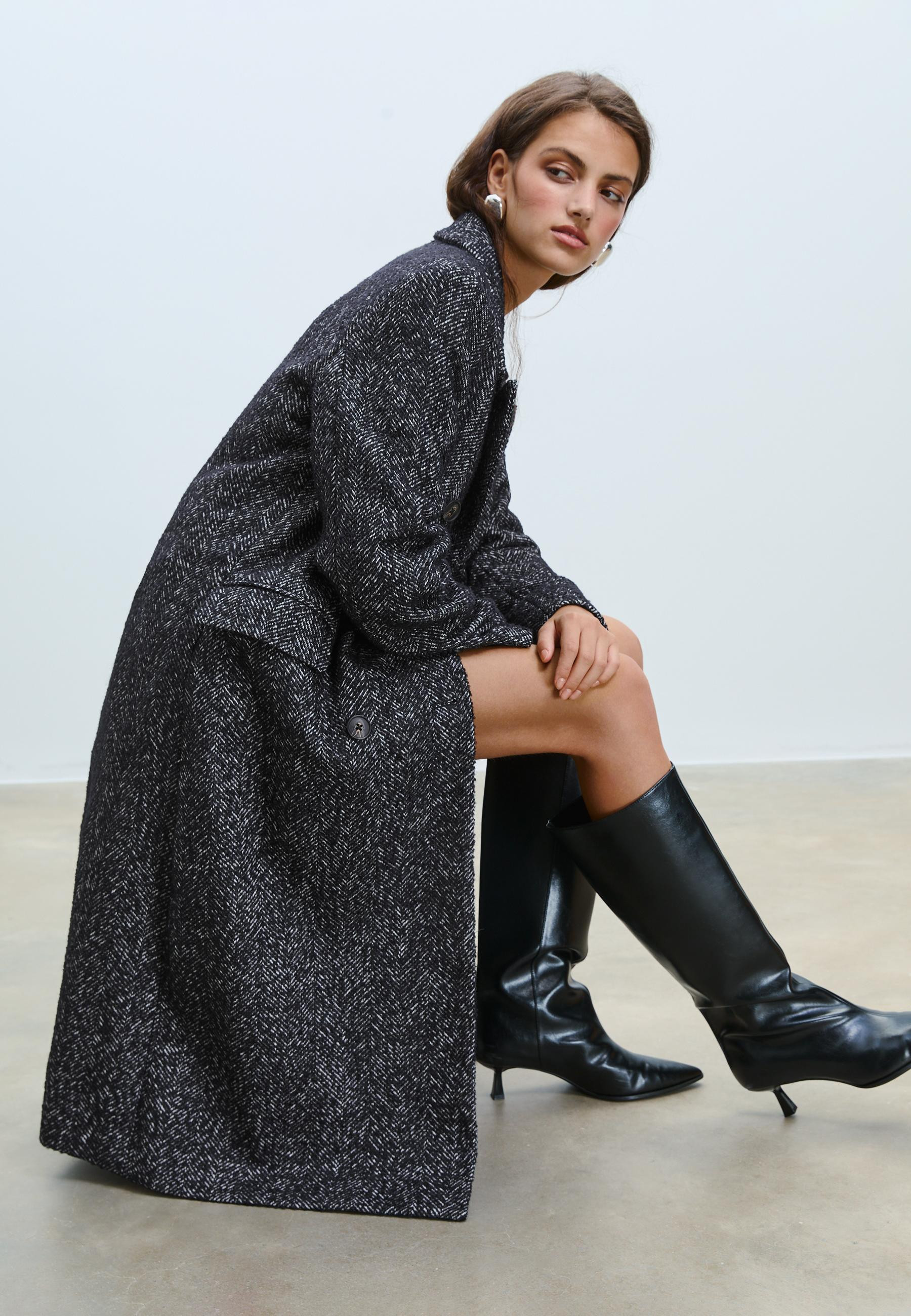 Manteau oversize à chevrons - Stradimarket femme | Stradivarius France | Stradivarius (FR)