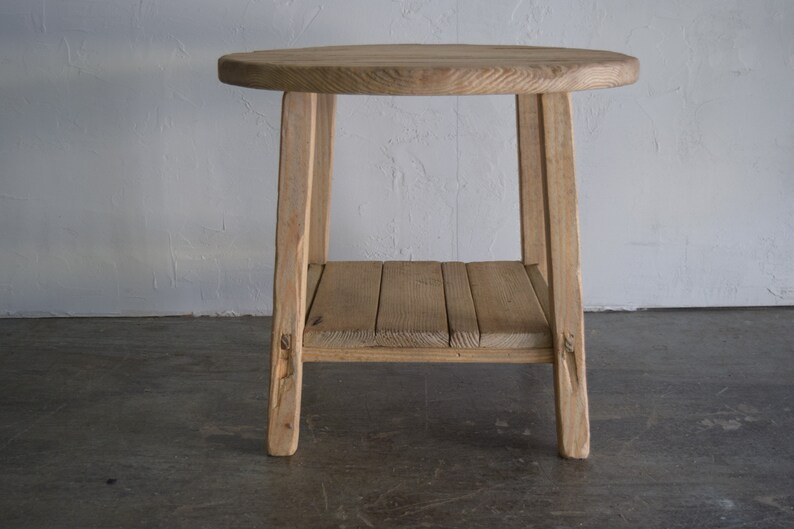Made To Order: Unique Round Antique Style Table With Shelf solid wood Circle | Etsy (US)