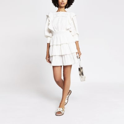 White cotton tiered dress | River Island (UK & IE)