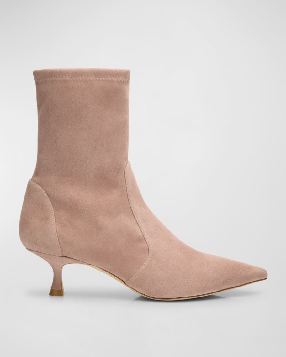 Stuart Weitzman Naomi Stretch Suede Ankle Booties | Neiman Marcus