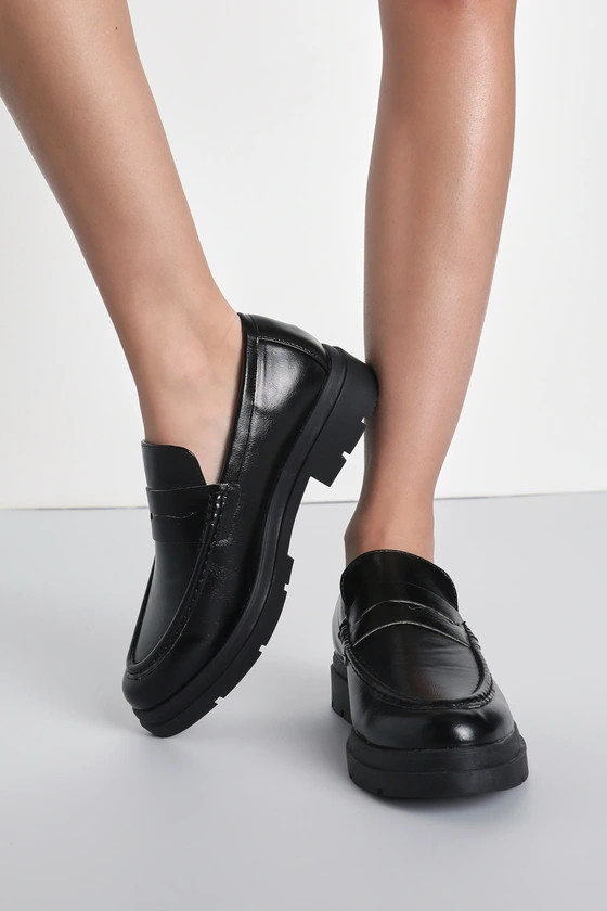 Warryn Black Chunky Loafers | Lulus (US)