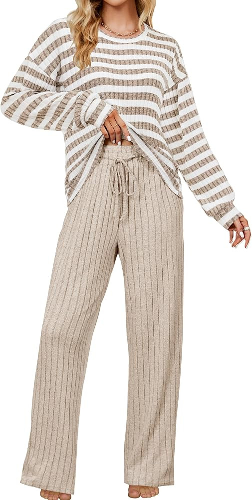 Blooming Jelly Womens Lounge Set Cute Long Sleeve Pajama Sets Casual 2 Piece Pj Outfit Fall Sleep... | Amazon (US)