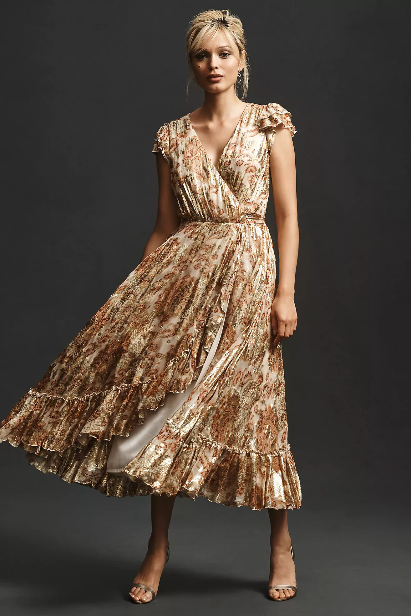 Mac Duggal V-Neck Midi Dress | Anthropologie (US)