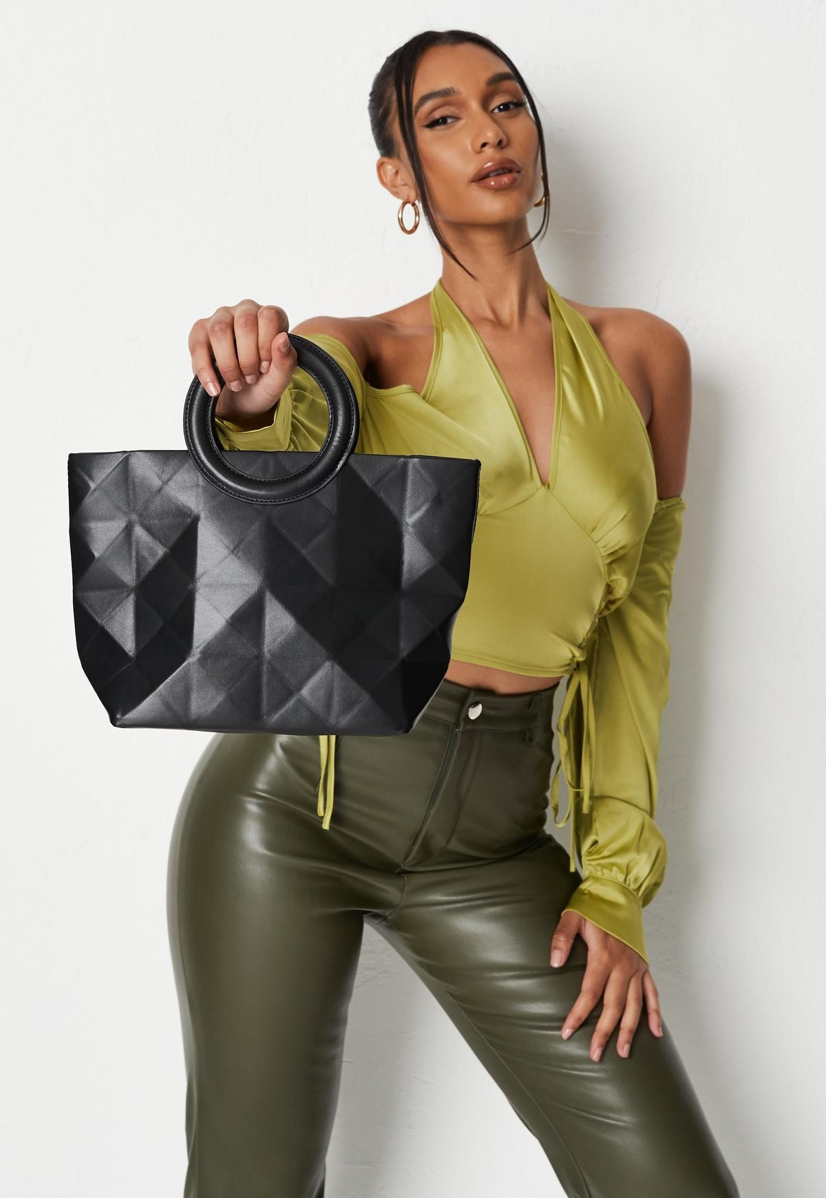 Missguided - Black Circular Handle Tote Bag | Missguided (US & CA)