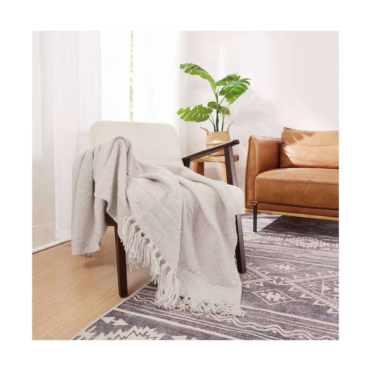 Brooklyn Loom 50"x70" Chunky Boucle Textured Microfiber Throw Blanket in Greige | Target