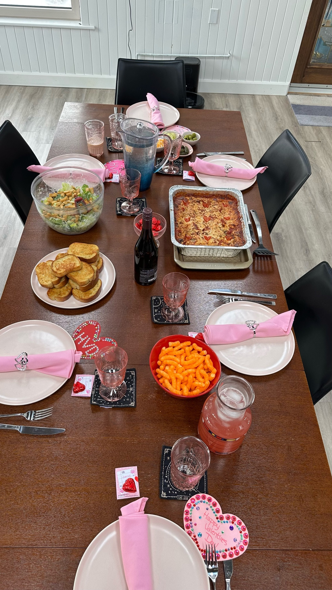 It’s time for another themed family dinner! For February of course we did a Valentine theme complete with homemade Valentines cards, lasagna with little tomato hearts on top, heart shaped brownies + cake on our dessert platter and a pink drink! These little dinners are so fun and a perfect excuse for getting together + trying new recipes! 

#LTKstorytime #LTKHome #LTKfoodie
