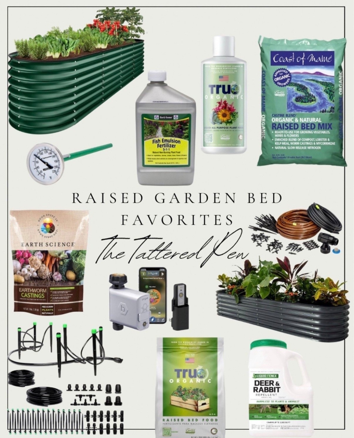 A list of all of my favorite products for my raised garden beds!

True organics gardening supplies, raised gardening beds, beginner gardening, plant fertilizer, raised garden bed drip systems, garden watering systems, organic gardening supplies  



#LTKSeasonal #LTKHome #LTKU