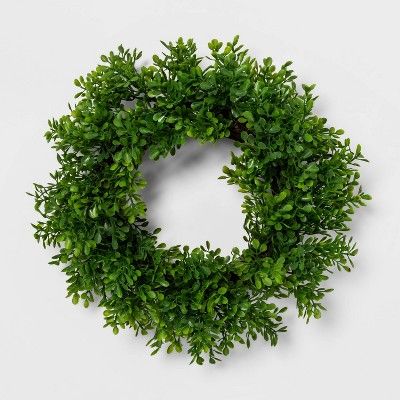 12" Artificial Boxwood Wreath Green - Threshold™ | Target