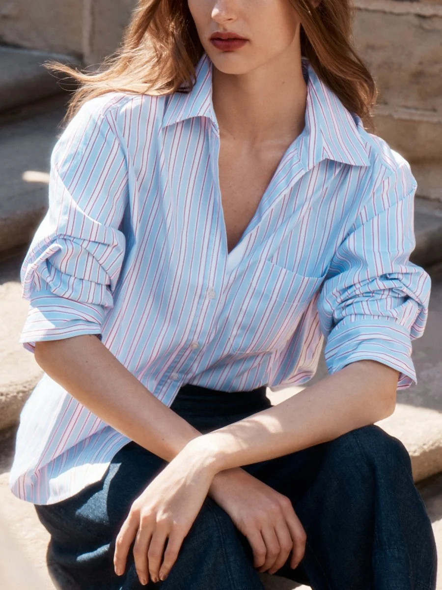 Women's Pia Shirt in Blue Stripe | Brochu Walker | Brochu Walker