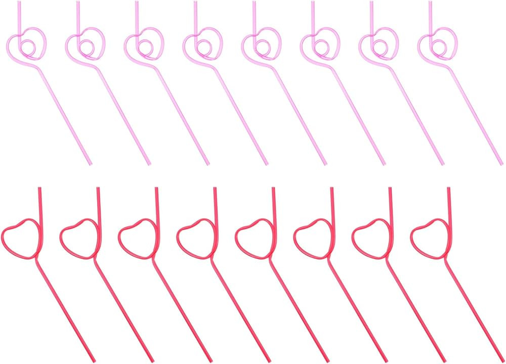Cabilock 40pcs Valentines Plastic Strawss Silly Crazy Loop Straws Plastic Party Drinking Straws B... | Amazon (US)
