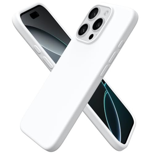 ORNARTO Compatible with iPhone 16 Pro Case 6.3", Slim Liquid Silicone 3 Layers Soft Gel Rubber Shockproof Protective Case with Anti-Scratch Microfiber Lining-White | Amazon (US)