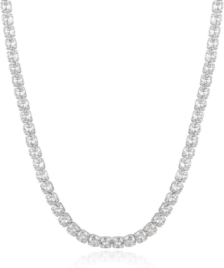 Cranmadia Sterling Silver Birthstone Tennis Necklaces for Women 4mm Tennis Necklace Fashion Jewelry  | Amazon (US)