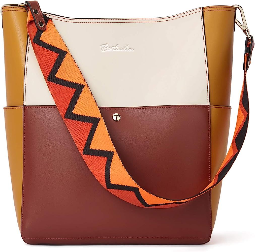Mother's Day BOSTANTEN Women's Leather Designer Handbags Tote Purses Shoulder Bucket Bags | Amazon (US)