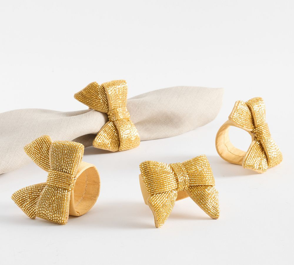 Beaded Bow Napkin Rings - Set of 4 | Pottery Barn (US)