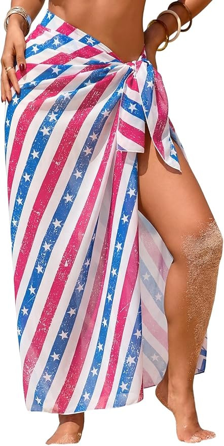 Herseas Women Sheer Sarong High Slit One Size Swimsuit Coverups 2026 Summer Floral Print Chiffon ... | Amazon (US)