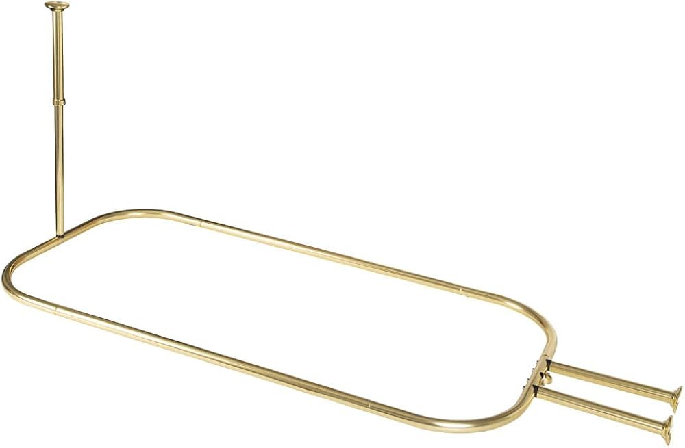 54 x 26 in. Rustproof Aluminum Hoop Shower Rod with Ceiling Support for Clawfoot Tub, Gold - Extr... | Amazon (US)
