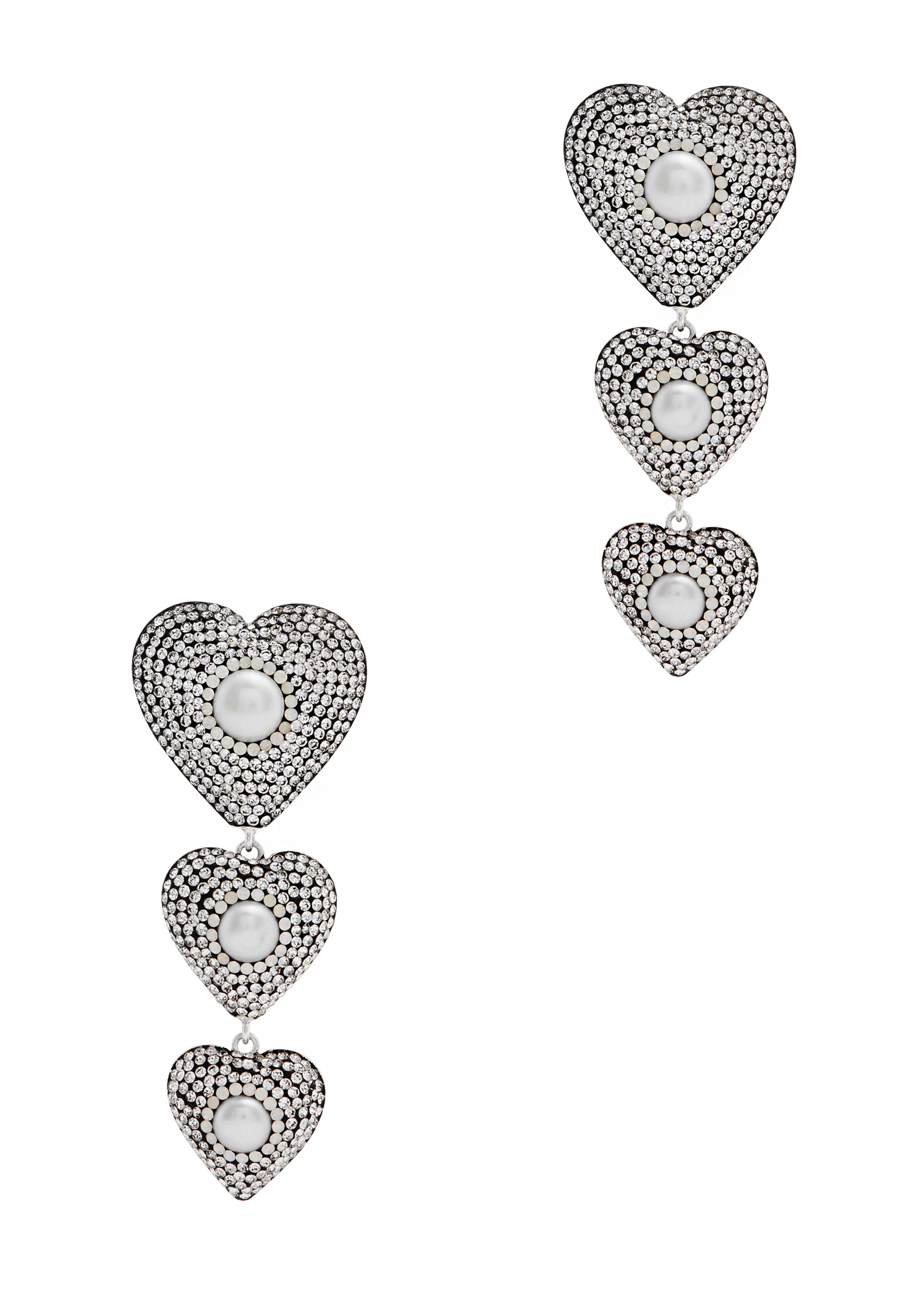 Heart rhodium-plated silver drop earrings | Harvey Nichols (Global)