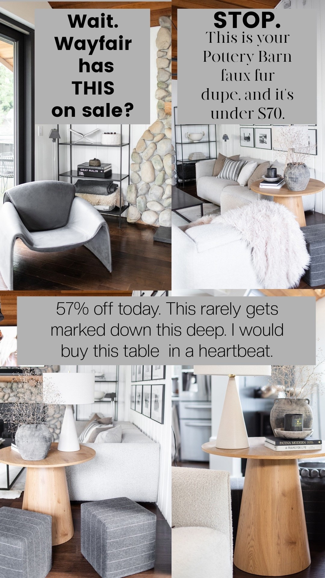 Presidents’ Day sales hit different this year 👀

That sculptural chair? On sale.
The PB-look faux fur throw? Under $70.
And this pedestal table is 57% off — I’d buy it again in a heartbeat.

These are the pieces I’d grab if I was furnishing today.
Linked here before they go back up.

#LTKSaleAlert #LTKHome