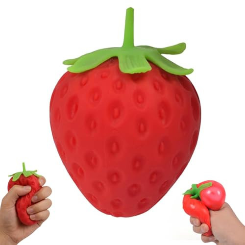 Strawberry Squishy Squeeze Ball, Slow Rising Stress Relief, Realistic Strawberry Stress Ball Soft Cute Fruit Anxiety Relief Dough Decompression Gift | Amazon (US)