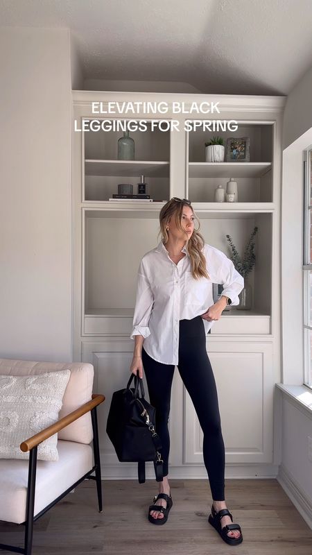 Easy way to dress up your black leggings for spring! Leggings in small, button up in small but should have done med, size up half in dad sandals


#LTKstyletip #LTKVideo #LTKSeasonal