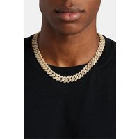 14mm Iced Prong Link Chain - Gold | Debenhams UK