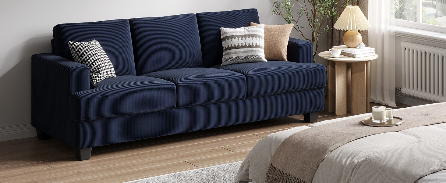 89 Inch Sofa with Extra Deep Seats Oversize, Corduroy Fabric 3 Seater Sofa for Living Room, Moder... | Amazon (US)