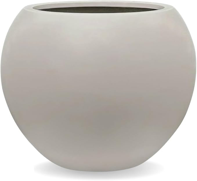 9.7" H x 12" D Globo Fiberstone Round Planter with Drainage Hole, Weather Resistant, Smooth Finis... | Amazon (US)