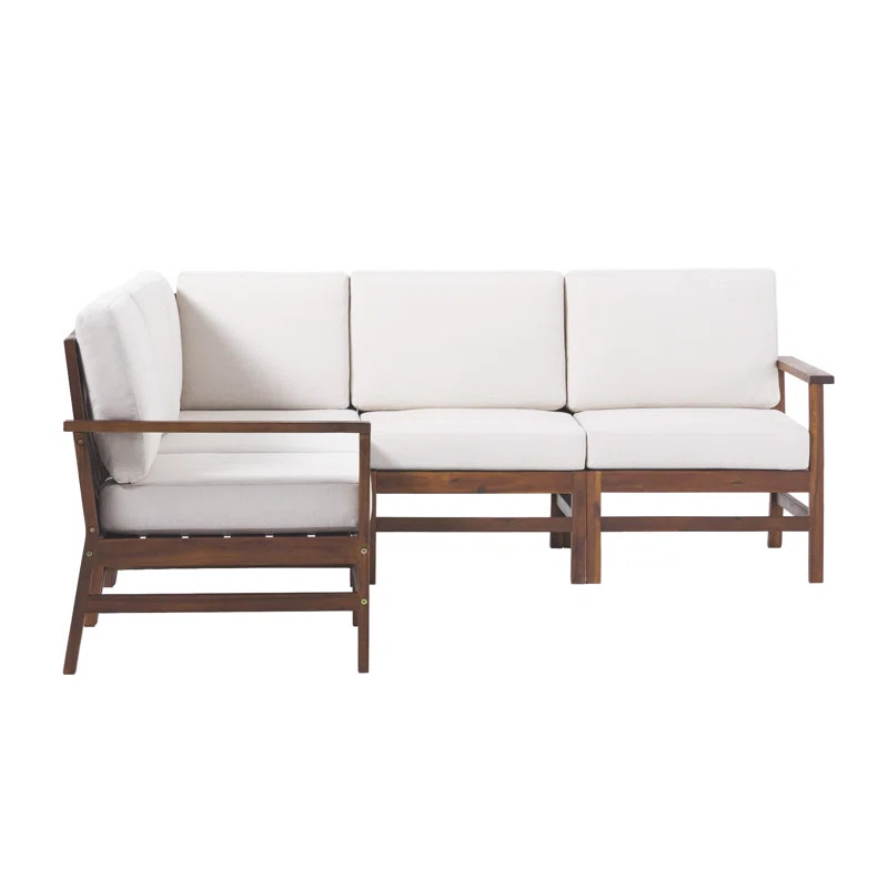 Modern 5-Piece Minimal Solid Wood Corner Patio Sectional | Wayfair North America