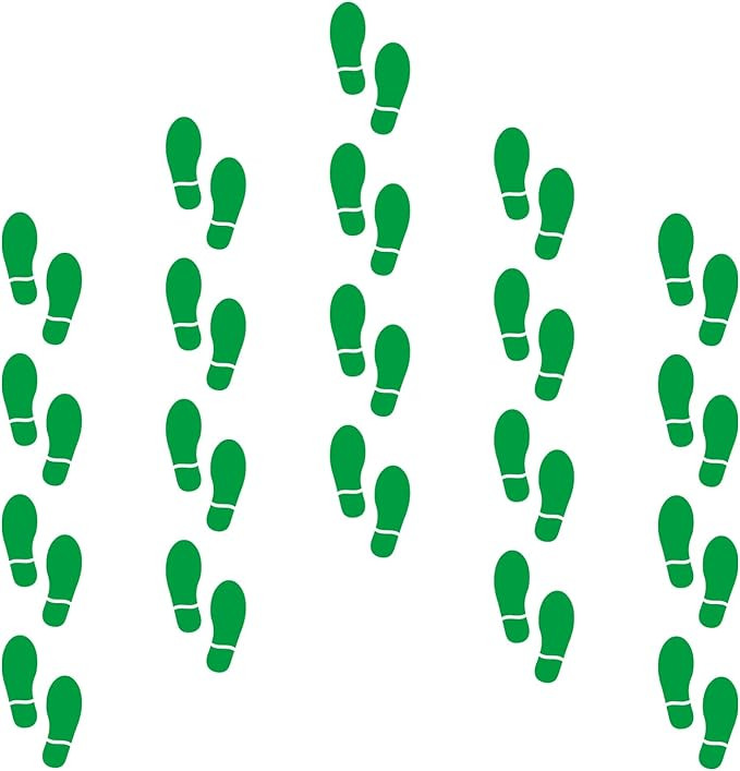 20 Pairs 40 Prints Green Footprints Floor Decals 7 Inch Shoe Stickers Feet Distance Floor Sign Sa... | Amazon (US)