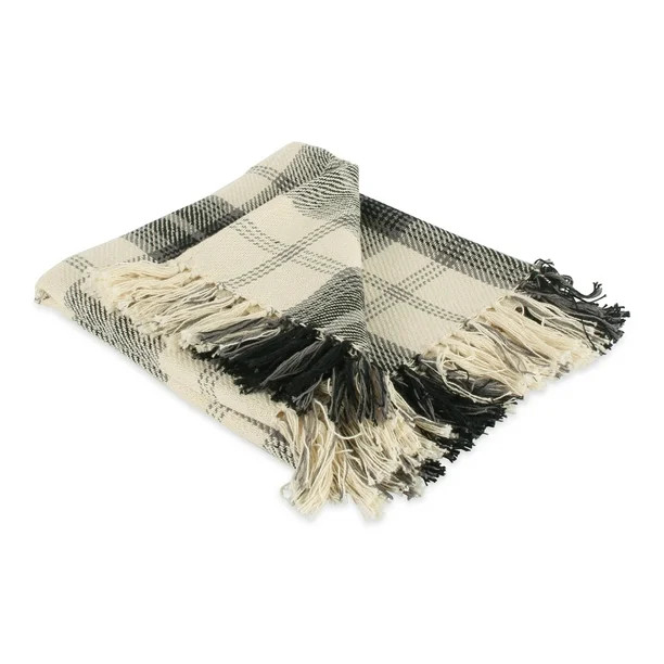 DII Plaid Cotton Woven Throws, Black | Walmart (US)